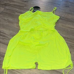 TRUE ROCK Neon Yellow Women's Top and Shorts Set